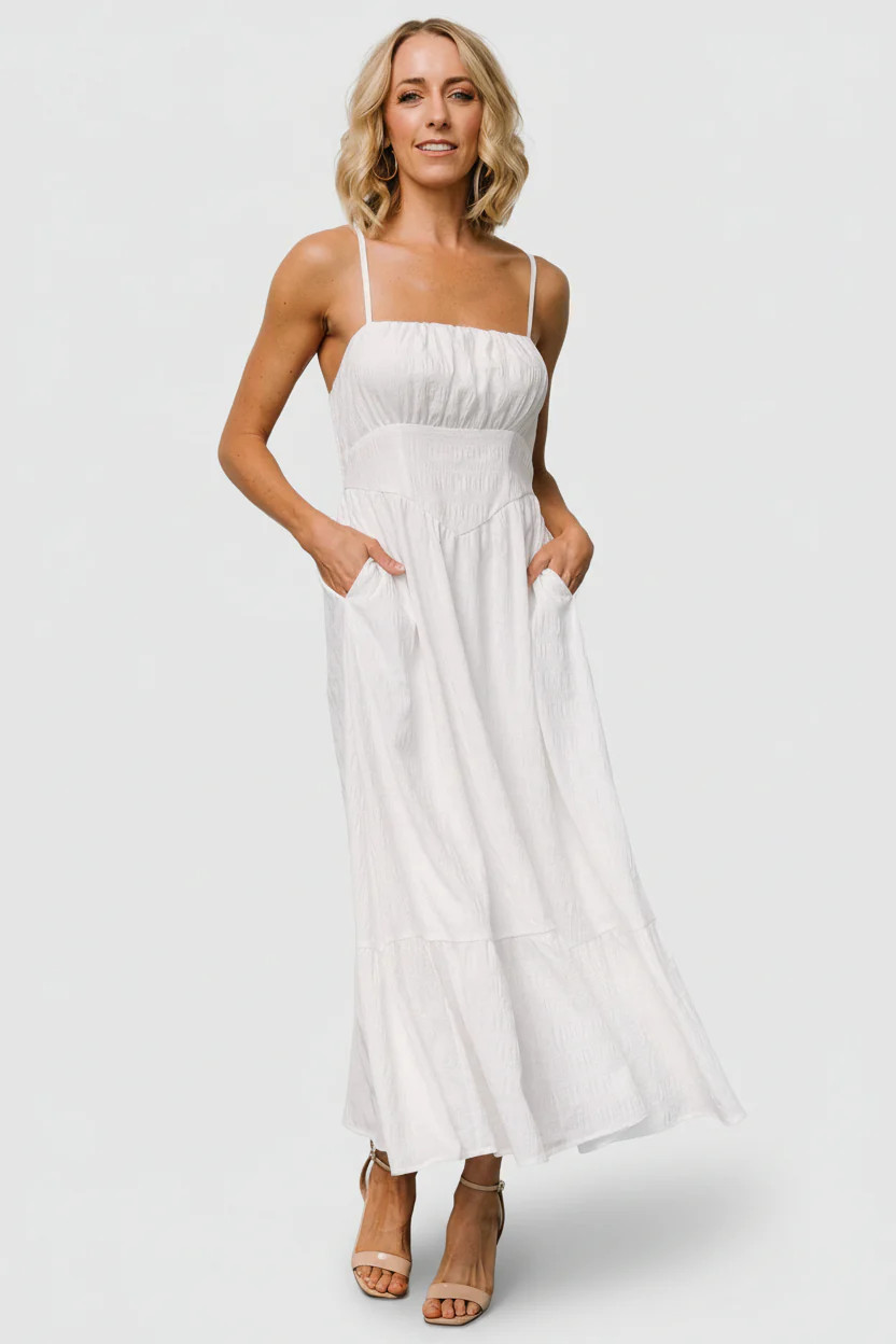 Mikayla Textured Tank Maxi Dress, Off-White | Baltic Born | Baltic Born