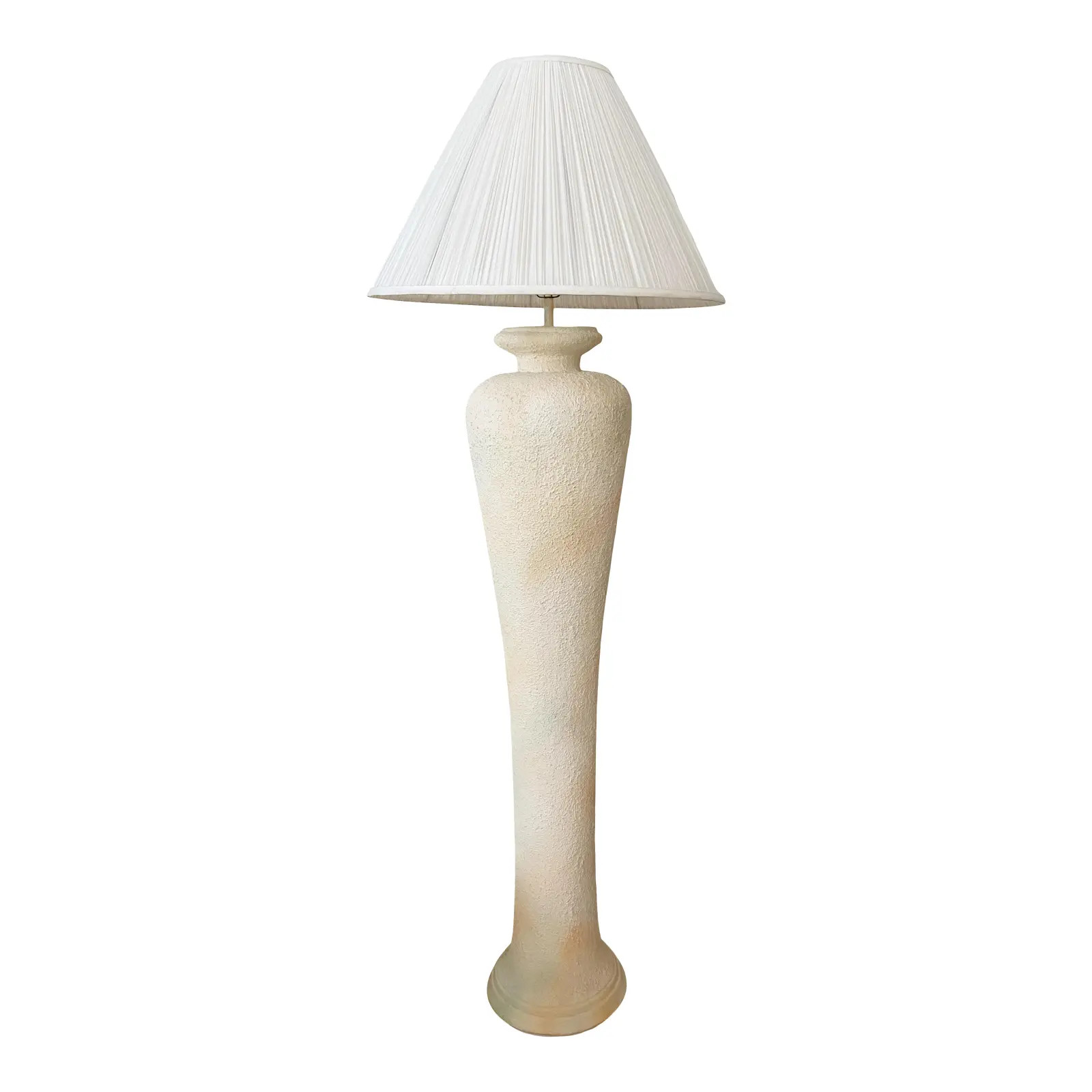 1990s Postmodern Michael Taylor Style Textured Plaster Pastel Floor Lamp | Chairish