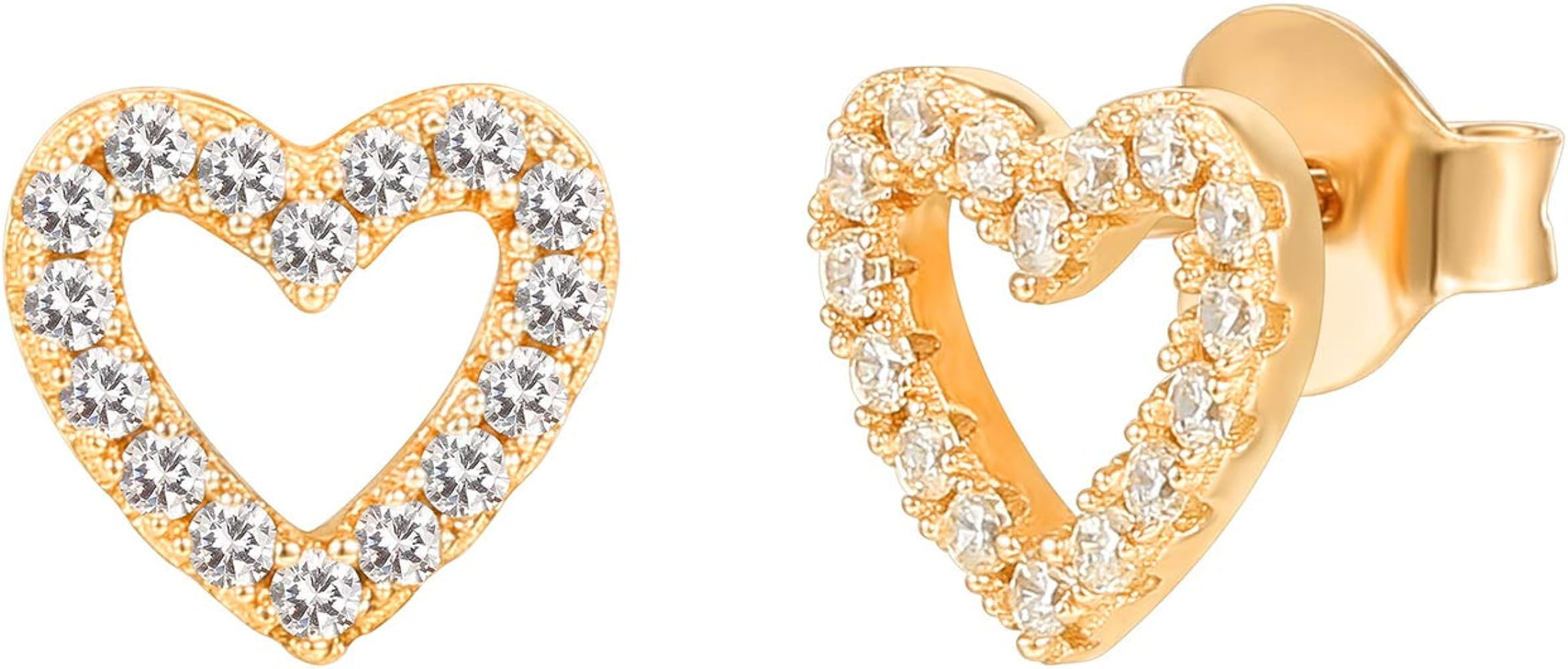 PAVOI 14K Gold Plated 925 Sterling Silver Stud Earrings for Women | Dainty Geometrical Bar Triang... | Amazon (US)