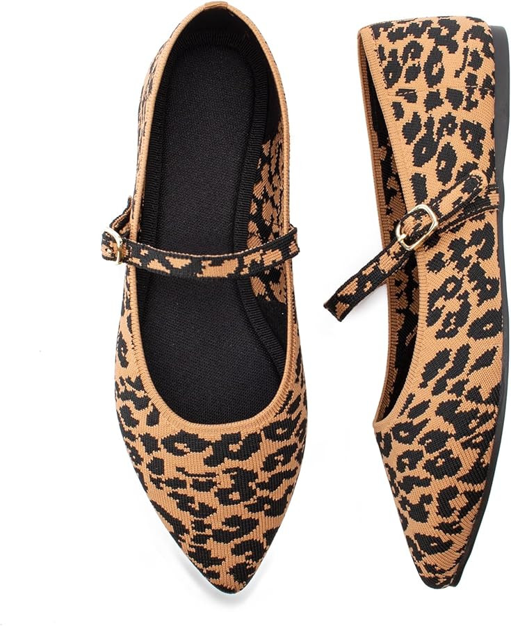 Pointed Toe Flats Knit Ballet Flat Shoes for Women Comfortable with Adjustable Strap,Washable Dre... | Amazon (US)