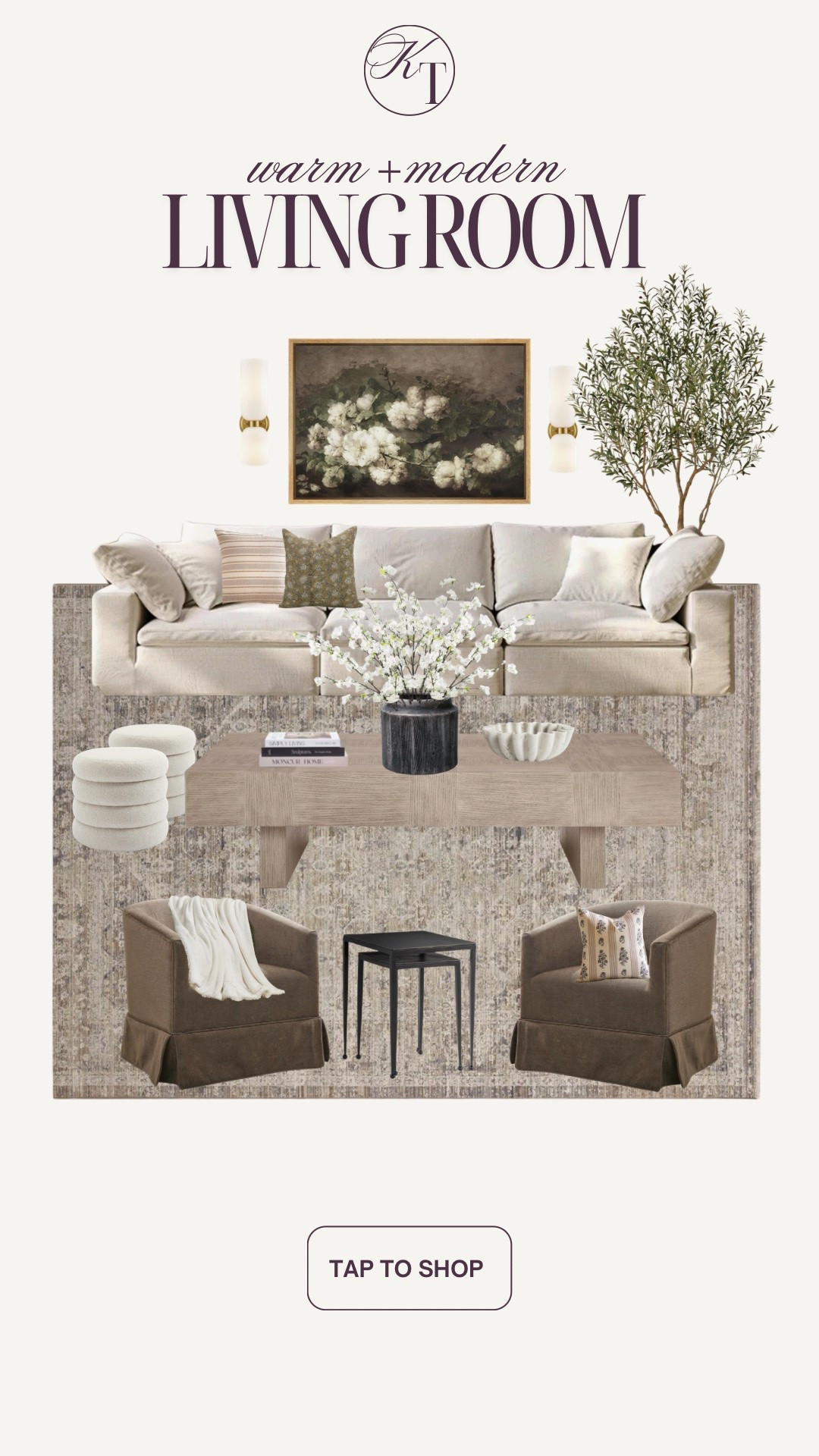 Warm and modern living room @Wayfair