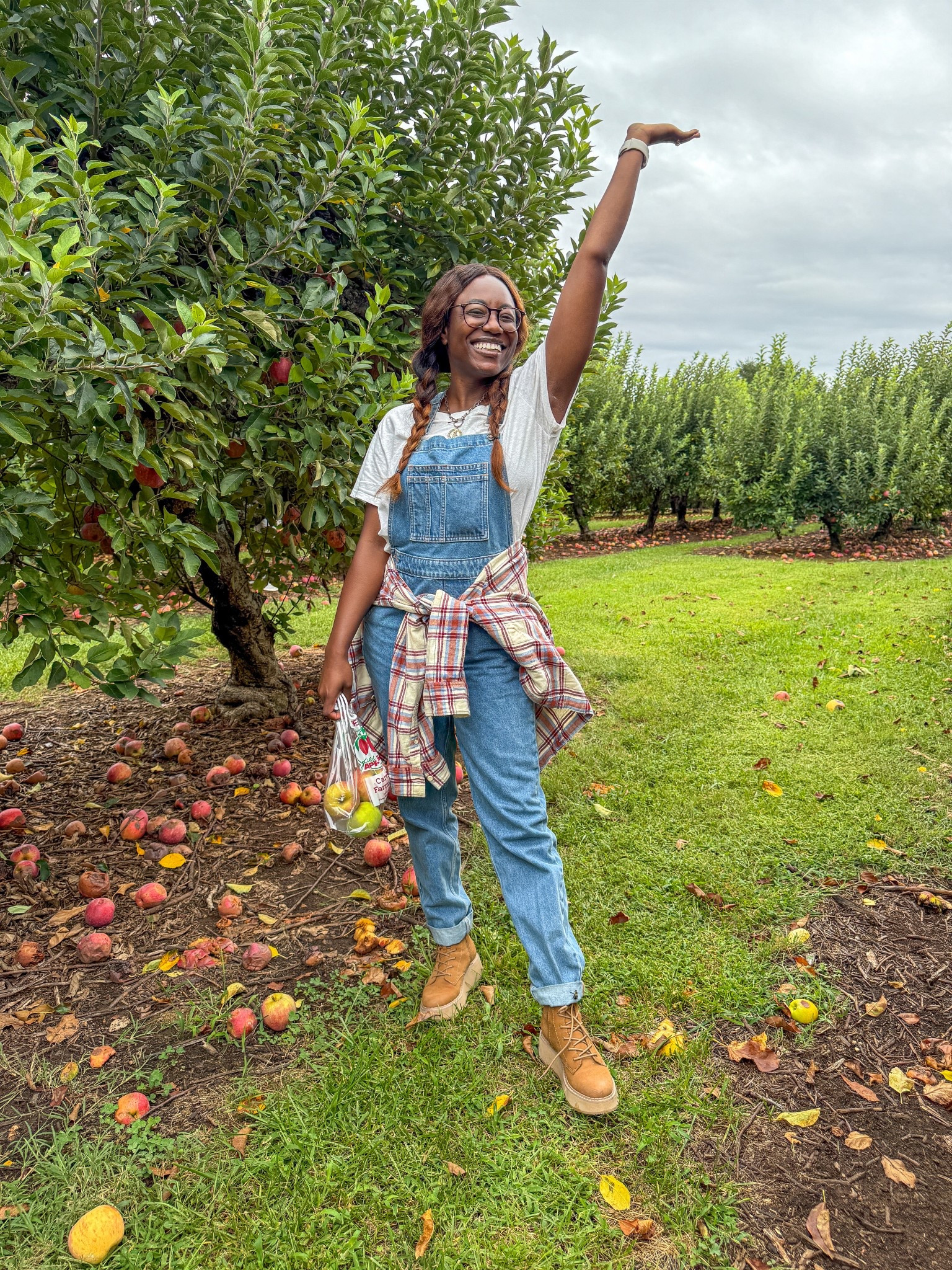 What to wear apple picking. If it’s a working farm, don’t forget cute (practical) boots. Trust me. Paired a flannel with these overalls for casual fall style look! Linking similar items below 🤗

#LTKFallSale #LTKSeasonal #LTKTravel