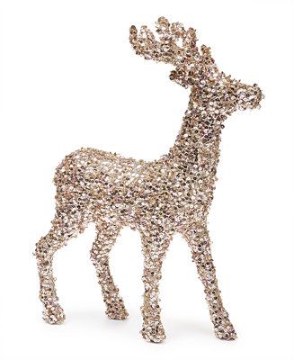 Holiday Lane Shimmer and Light Gold & Pink Sequined Deer Decoration, Created for Macy's & Reviews... | Macys (US)