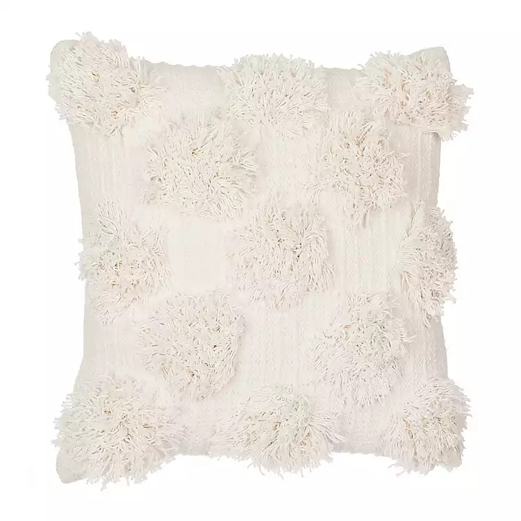 Ivory Shaggy Dot Pillow | Kirkland's Home