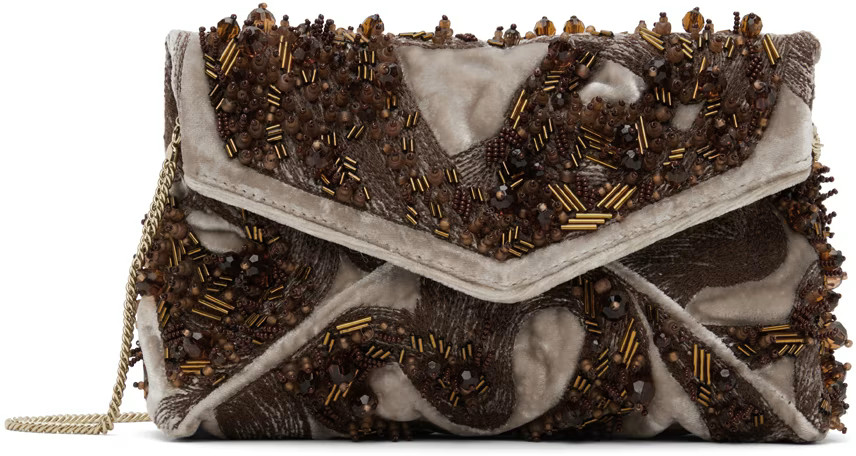 Taupe & Brown Envelope Embellished Shoulder Bag | SSENSE
