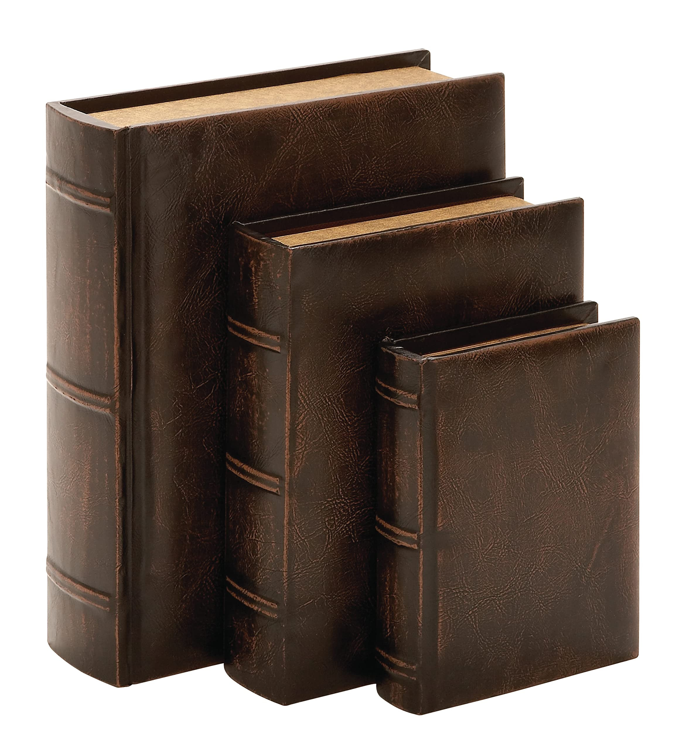 Deco 79 Wooden Decorative Box Faux Storage Book Book Shaped Boxes with Faux Leather Detailing, Se... | Amazon (US)
