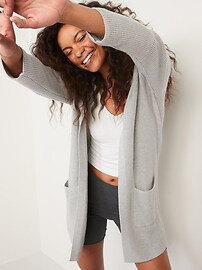 Textured Shaker-Stitch Long-Line Open-Front Sweater for Women | Old Navy (US)