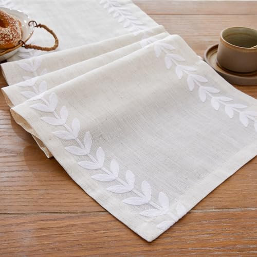 Wracra Embroidered Table Runner Irregular Willow Leaf Table Runners 72 Inches Long for Dresser Ho... | Amazon (US)