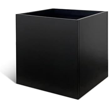 Galvanized Steel Planter Box Black Metal Planter Large Square Indoor Outdoor Planters Cube Steel ... | Amazon (US)