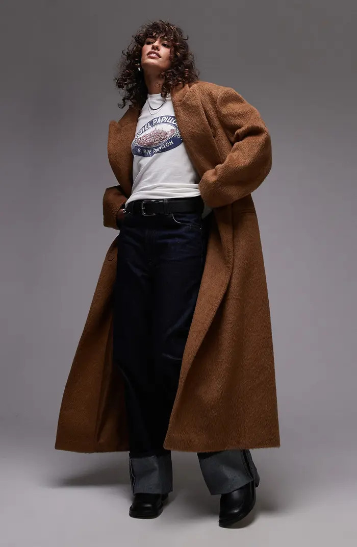 Brushed Faux Fur Longline Coat | Nordstrom