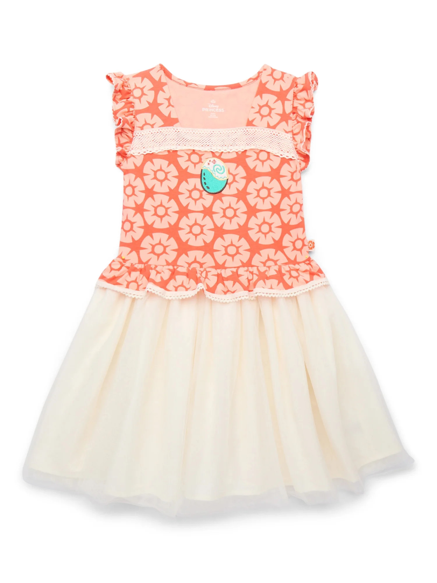 Disney Princess Girls Moana Cosplay Dress with Flutter Sleeves, Sizes 4-12 | Walmart (US)