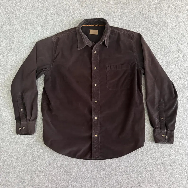 Black Faded Corduroy  Button Long Sleeve St. Johns Bay Medium | Etsy (US)