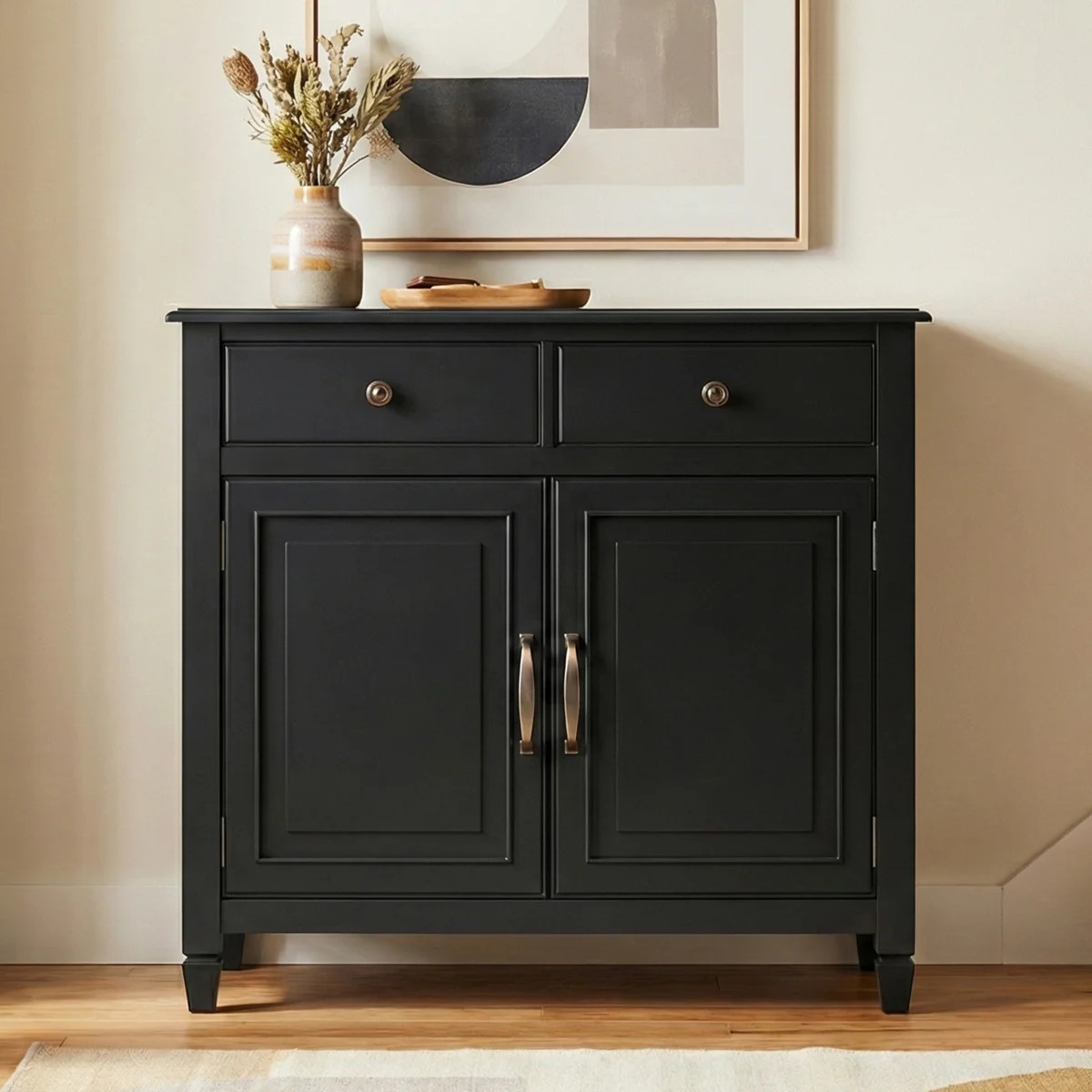 Connaught 40"W Solid Wood 2-Shelf Entryway Storage Cabinet with 2 Storage Drawers | Wayfair North America