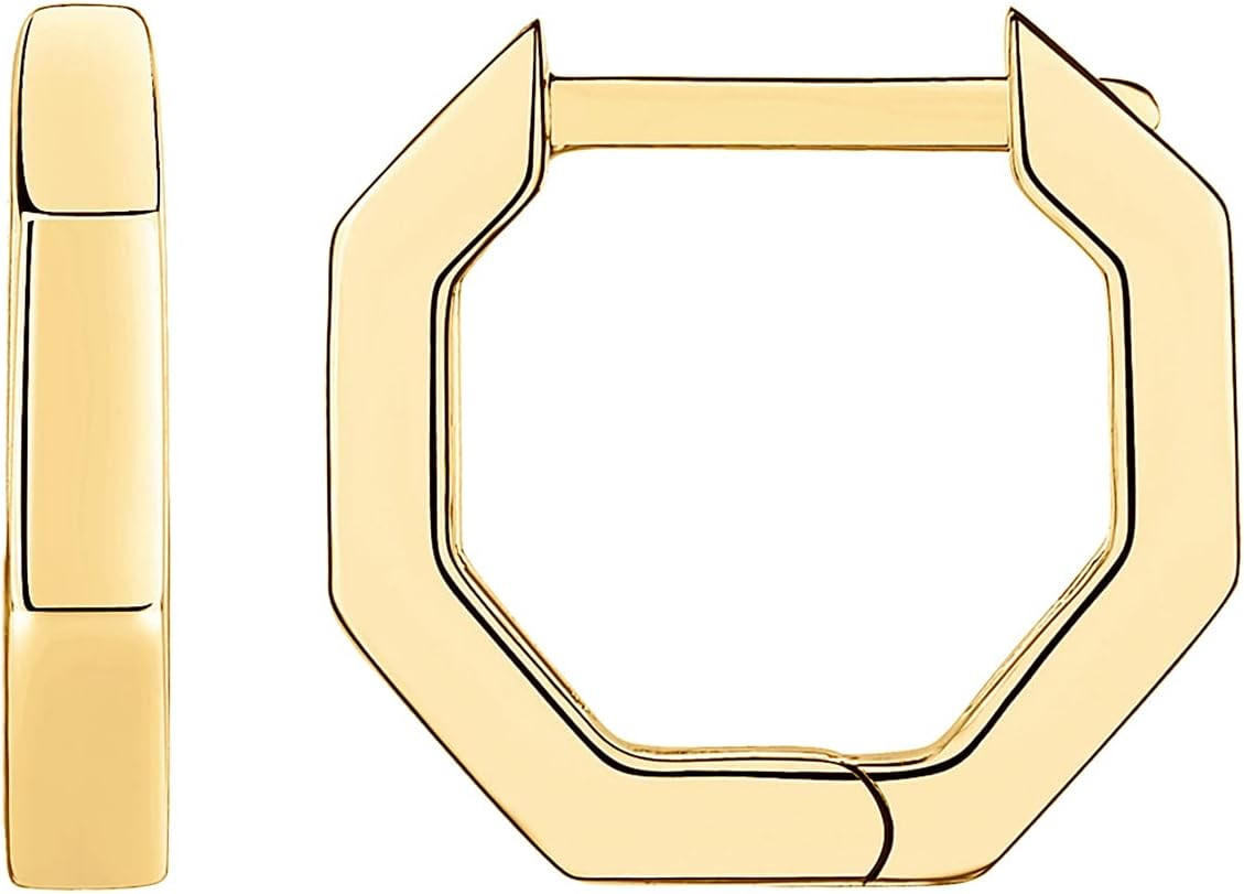 PAVOI 14K Gold Plated Chunky Huggie Earrings for Women, Small Hoop Earrings | Amazon (US)