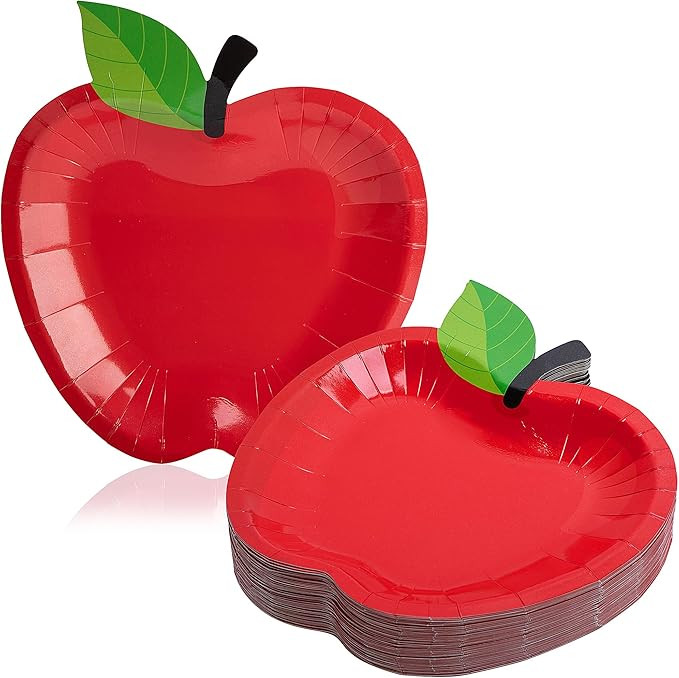 Wehhbtye 50 Pcs 9 Inch Back to School Red Apple Plates, Preschool Apple Paper Plates, Disposable ... | Amazon (US)