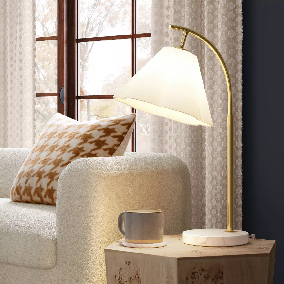 Scalloped Shade Table Lamp with Marble Base White - Threshold™ | Target