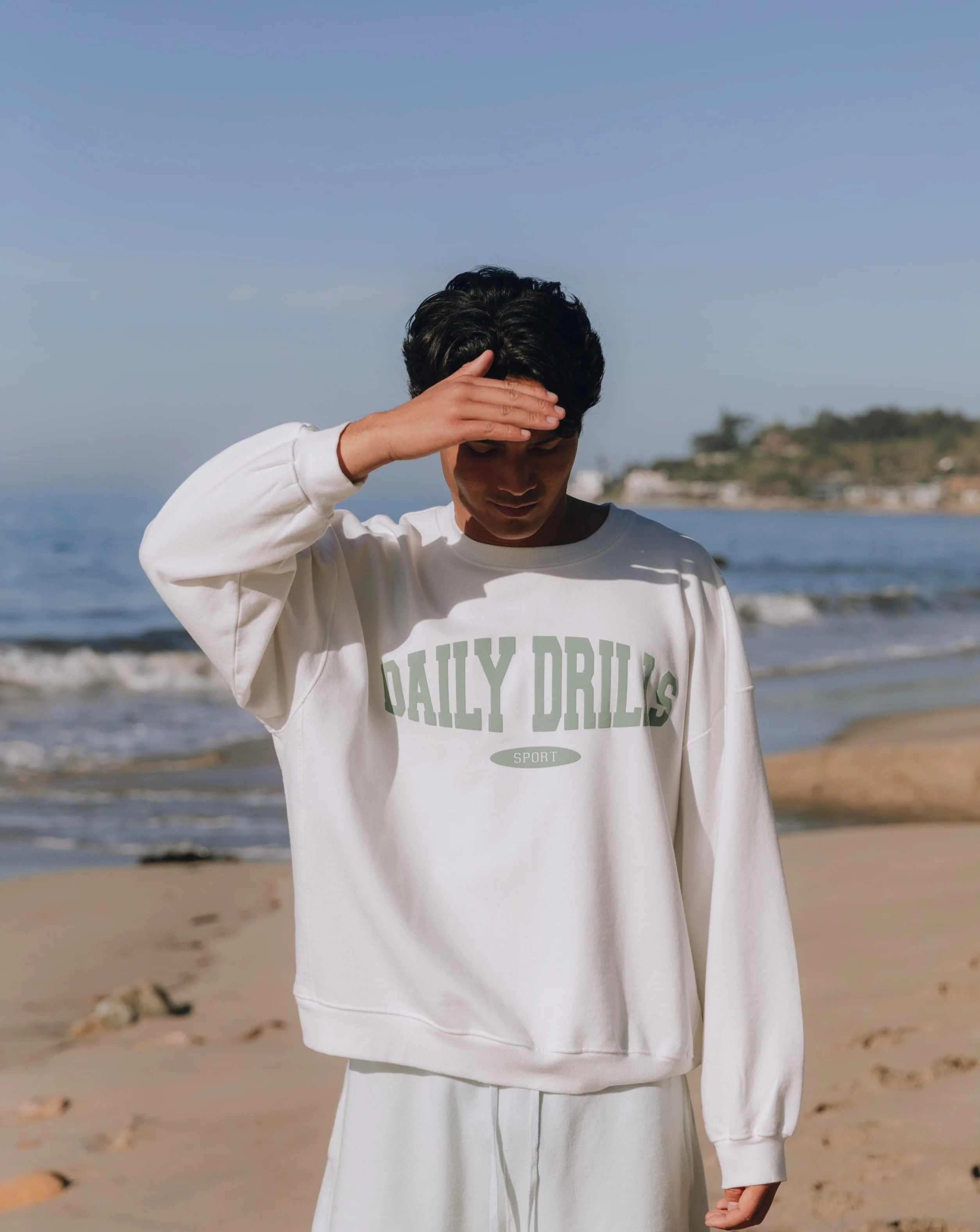 Oversized Sport Crew - White | Daily Drills