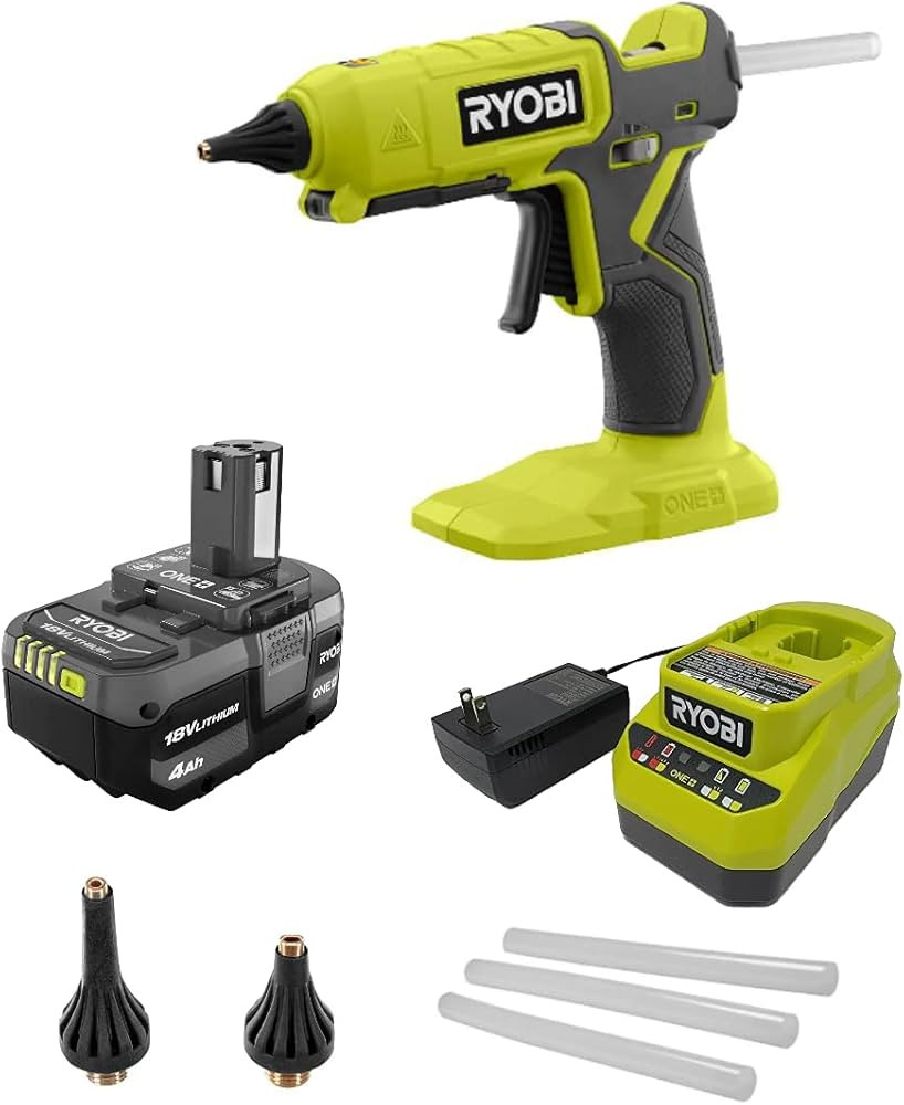 RYOBI Ryobi Glue Gun Kit P307 ONE+ 18V Cordless Dual Temperature with 4.0 Ah Lithium-Ion Battery ... | Amazon (US)