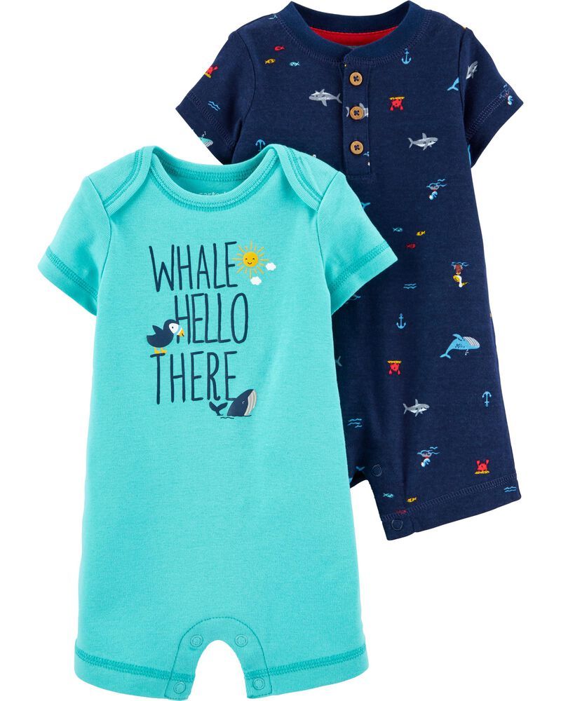 2-Pack Whale & Shark Rompers | Carter's