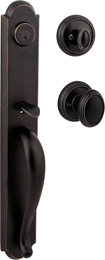 Baldwin Bighorn, Front Entry Handleset with Interior Knob, Featuring SmartKey Deadbolt Re-Key Tec... | Amazon (US)