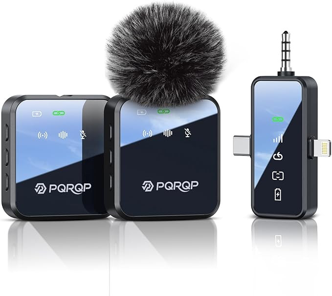 PQRQP 3 in 1 Microphone for iPhone/Android/Camera, Wireless Microphones, 328ft Transmission, 18H ... | Amazon (US)