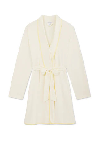 Pima Short Robe in Sunlight Micro Stripe | Lake Pajamas