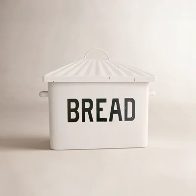 Farmhouse Enameled Metal Bread Box with "Bread" Text | Wayfair North America