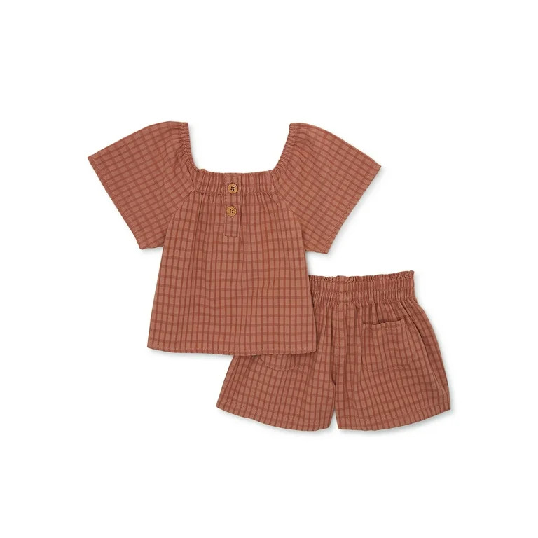 easy-peasy Baby and Toddler Girls Henley Short Sleeve Top and Shorts, Sizes 12 Months - 5T | Walmart (US)