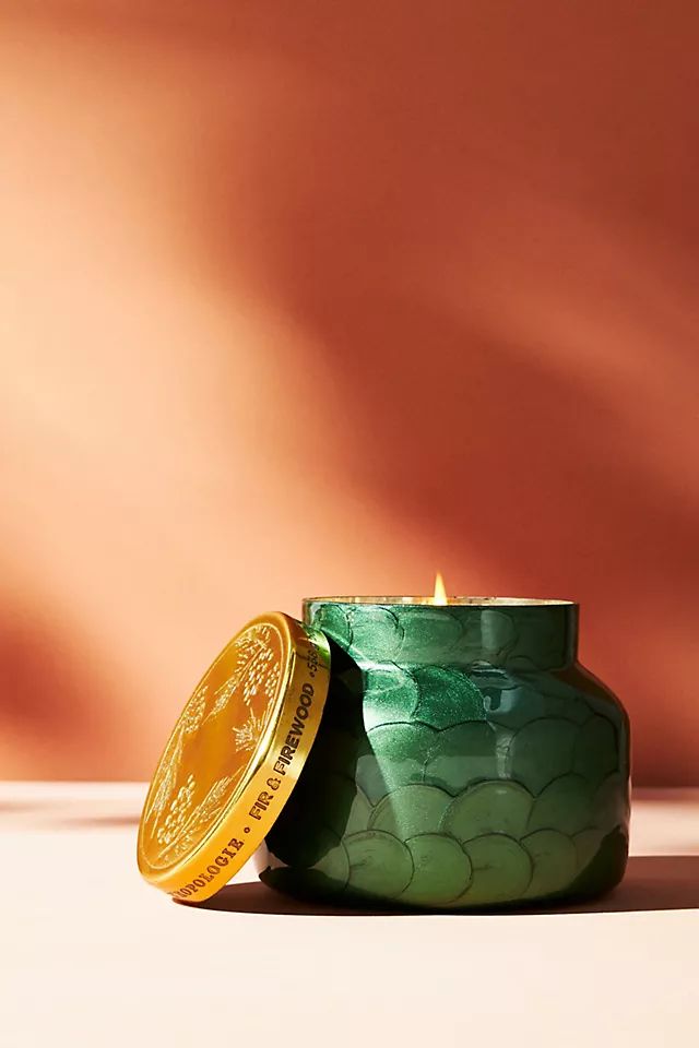 Capri Blue Fir & Firewood Glass Candle | Anthropologie (US)