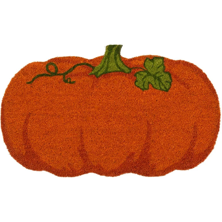 Way To Celebrate Pumpkin Shape Coir Outdoor Doormat, 18"x30" - Walmart.com | Walmart (US)