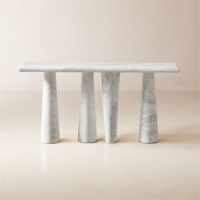 Inverse White Marble Console Table + Reviews | CB2 | CB2