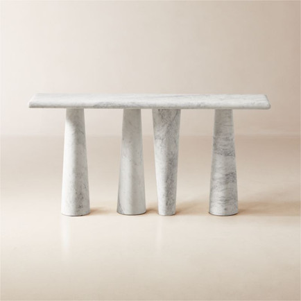 Inverse 60-inch White Marble Console Table Best Sculptural Console Tables