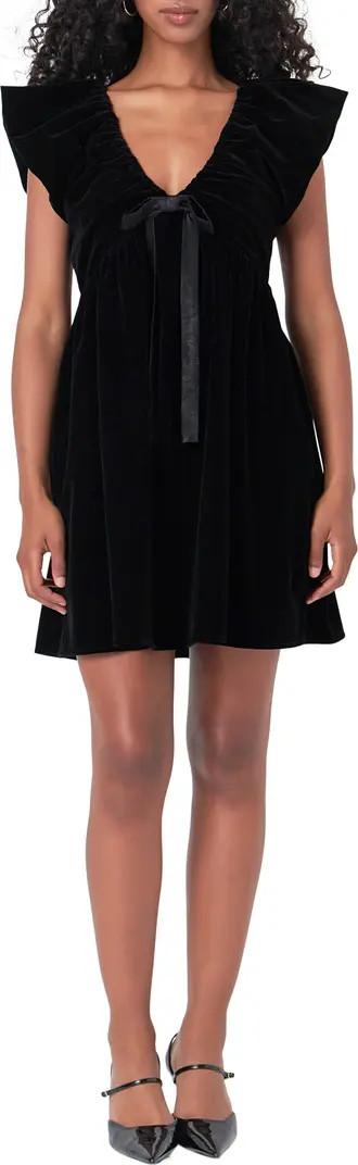 Satin Bow Velvet Minidress | Nordstrom