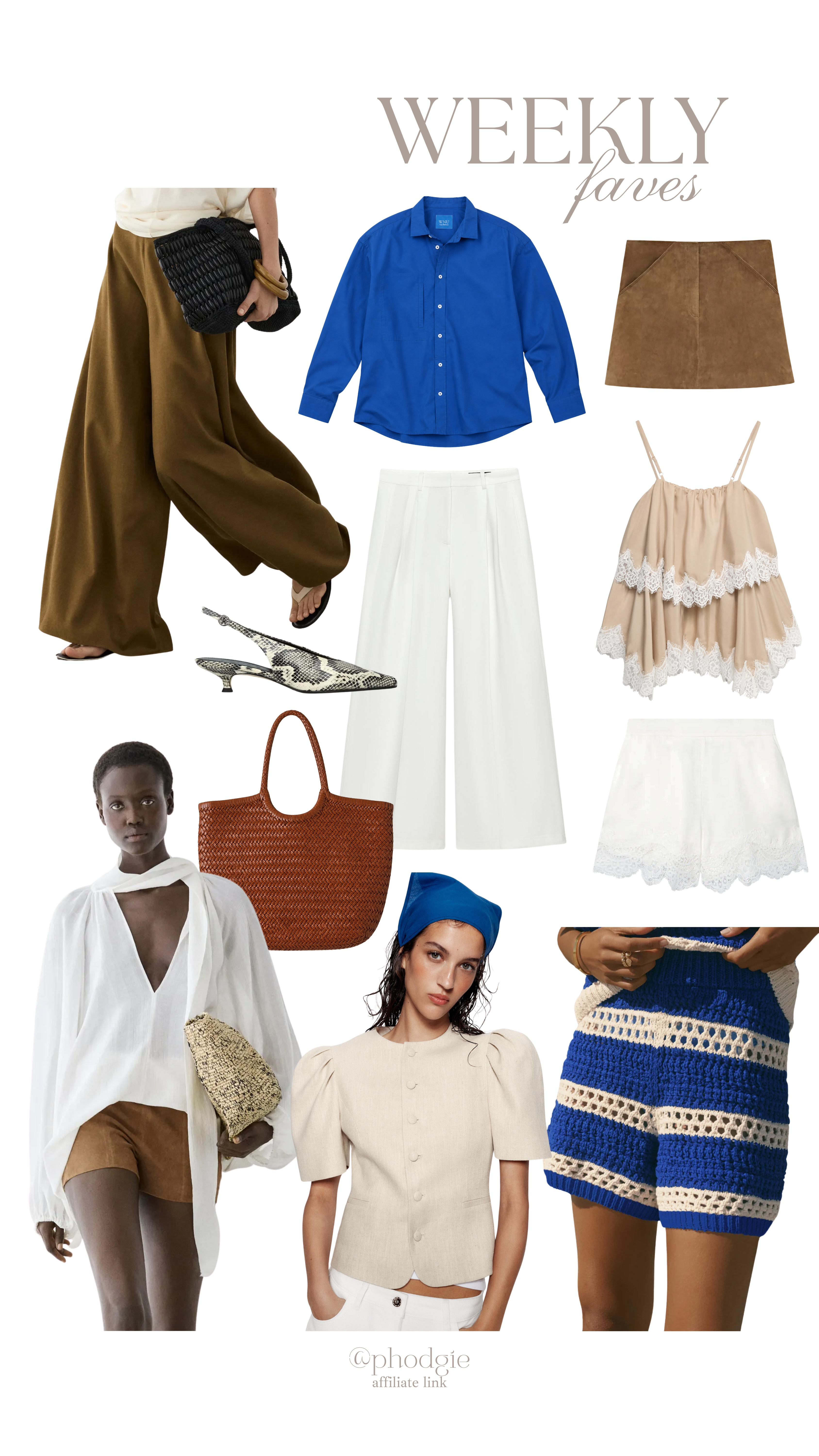 Weekly Faves 💙

summer outfit, summer inspo, crochet shorts, blouse, wide leg trousers, poplin shirt, linen, mini skirt, lace shorts, woven bag, holiday outfits 

 #LTKuk #LTKsummer #LTKeurope