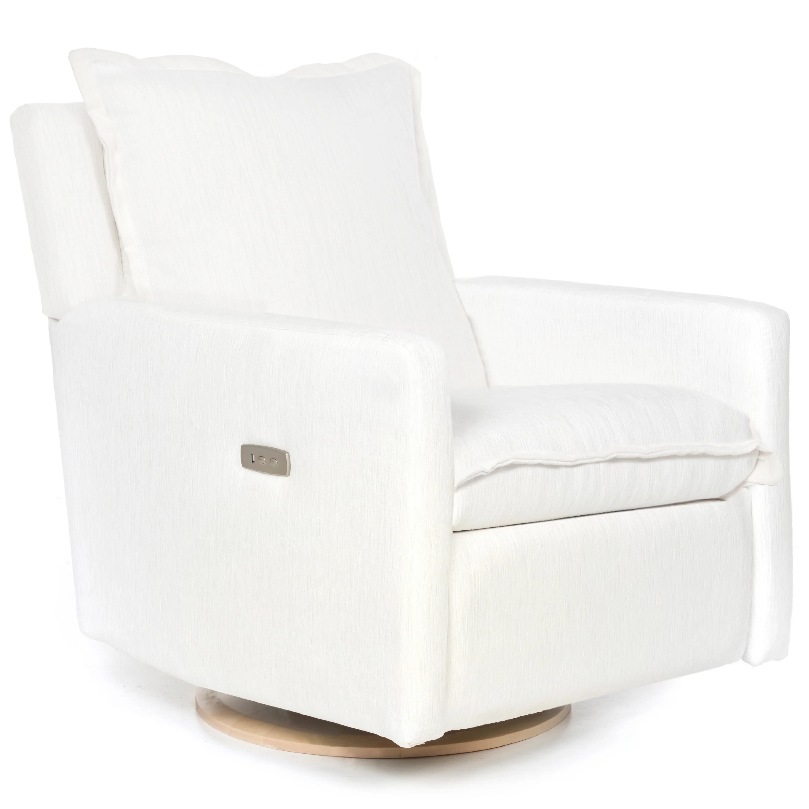 QUICK SHIP FLYNN – Recliner Swivel Nursery Glider – High Performance Cloud White | Oilo Studio