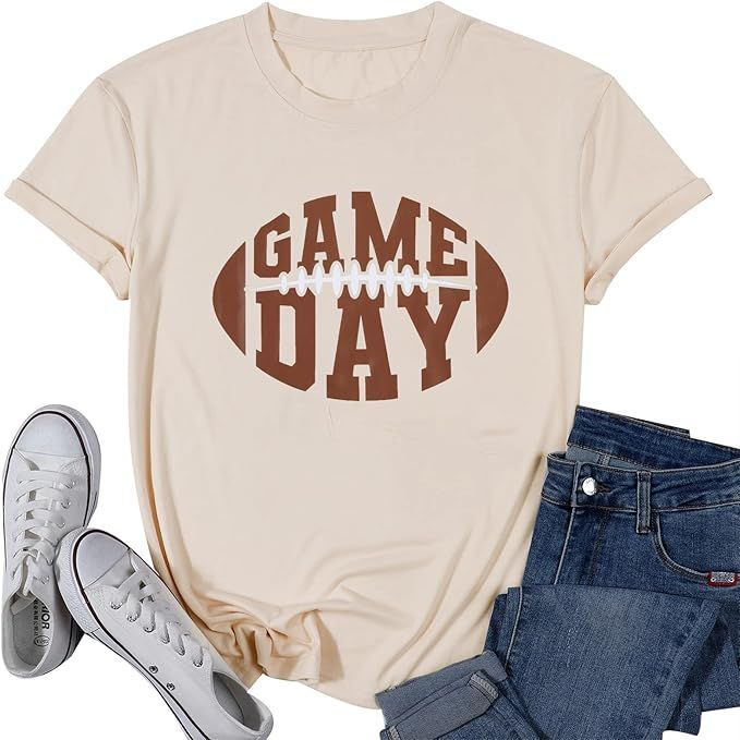 Game Day Shirts Women Football Shirt Vintage Gameday Football Graphic Tee Letter Print Short Slee... | Amazon (US)