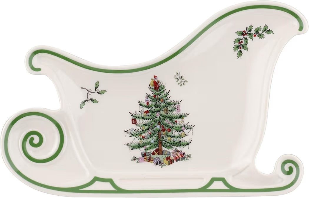 Spode Christmas Tree Embossed Sleigh Plate, 9-Inch Festive Serving Dish for Christmas Tableware -... | Amazon (US)