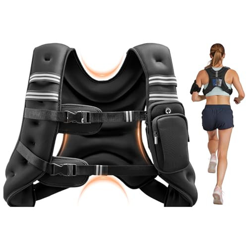 VEVOR Weighted Vest, 25 lbs Body Weight Vest for Men Women, with Reflective Stripe, Adjustable Buckle, Workout Equipment for Strength Training, Running, Jogging, Fitness, Muscle Building, Weight Loss | Amazon (US)