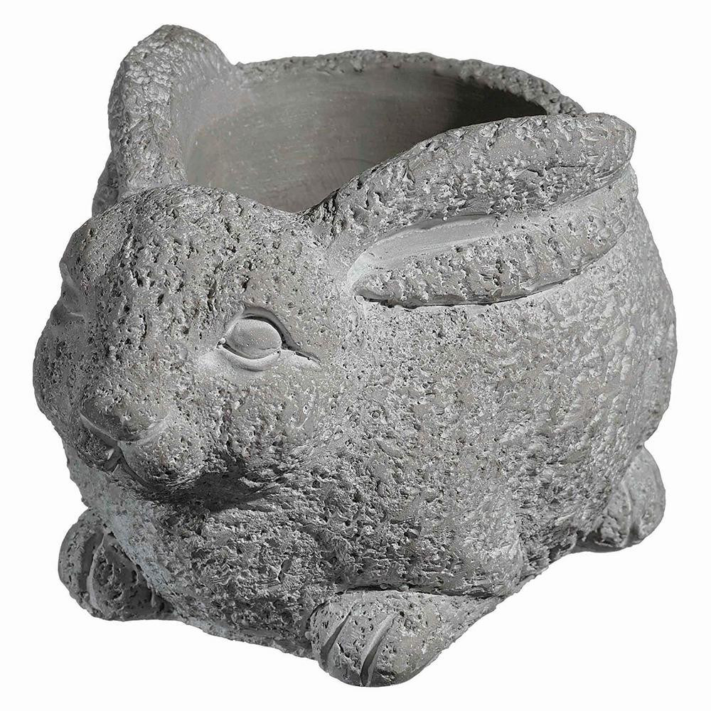 Classic Home & Garden Cement Buddies Large Natural Cement Rabbit Planter | The Home Depot