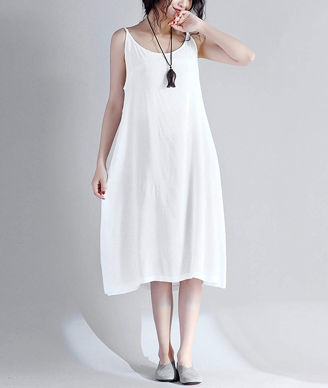 YESNO JEL Women Casual Loose Summer Slip Dresses Beach Cover up Plain Night Sleep Dress XS-5X JEL | Amazon (US)