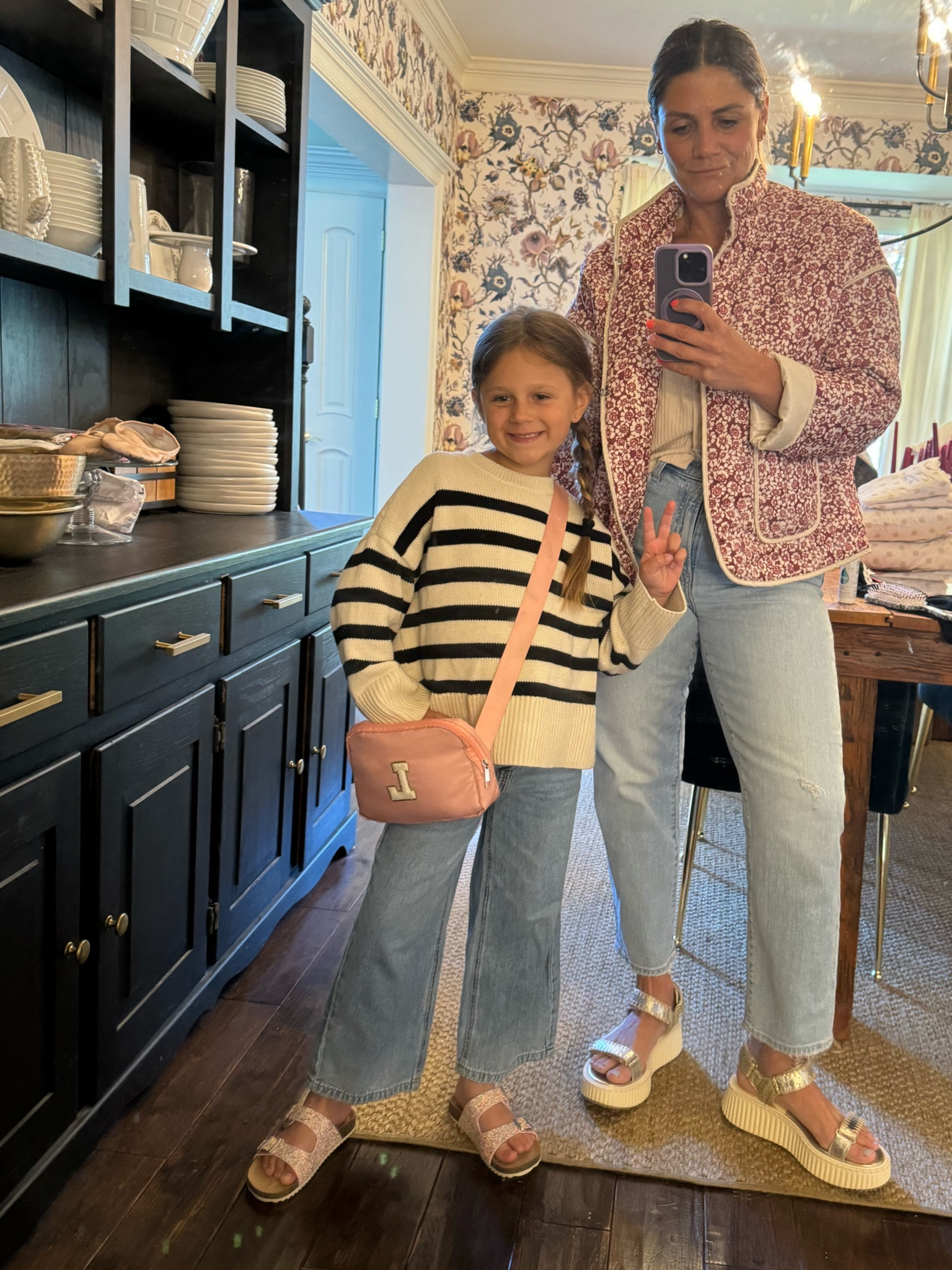 We both dressed like moms today. 

But these quilted jackets have been my go to!! 