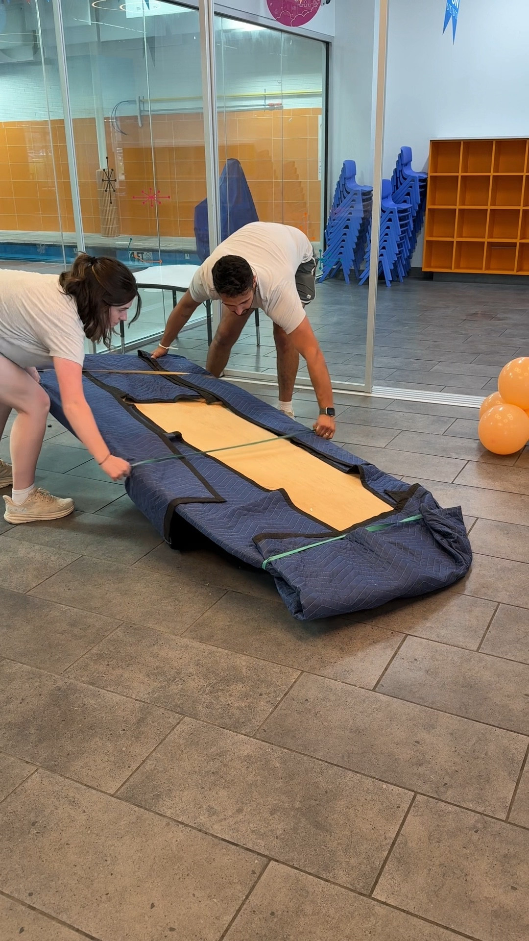 Moving blanket and straps we used for transporting our backdrops! 