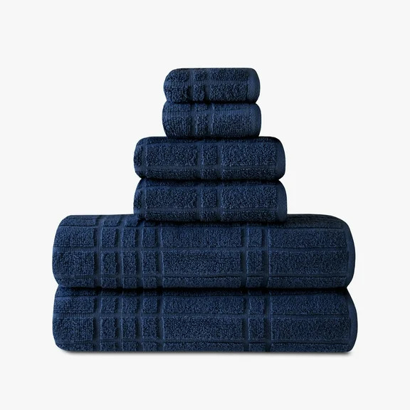 Mainstays Performance Cotton 6-Piece Bath Towel Set, Super Soft Quick Dry Fade Resistant, Texture... | Walmart (US)