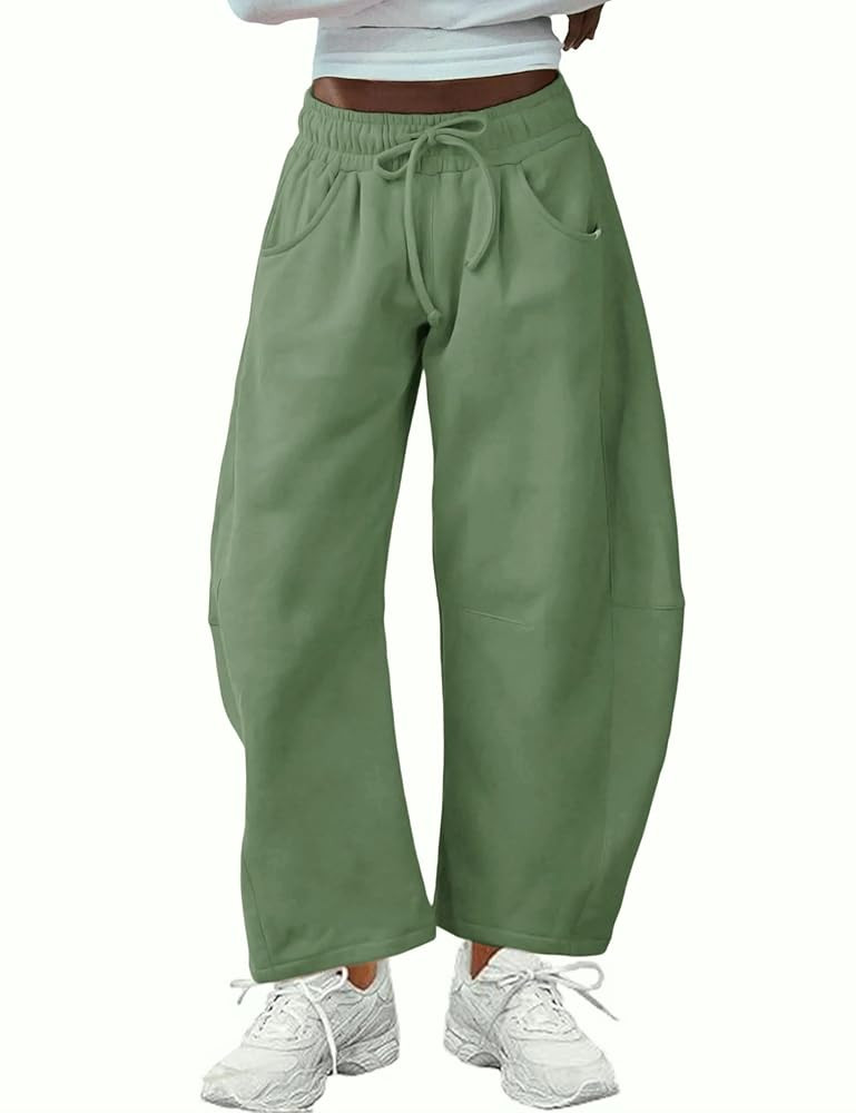 SeekMe Women's Barrel Leg Sweatpant Drawstring Elastic Waisted Wide Leg Pants Casual Cotton Palaz... | Amazon (US)