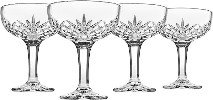 Amazon.com | Godinger Champagne Coupe Barware Glasses - Set of 4, 6oz., Dublin Crystal Collection... | Amazon (US)