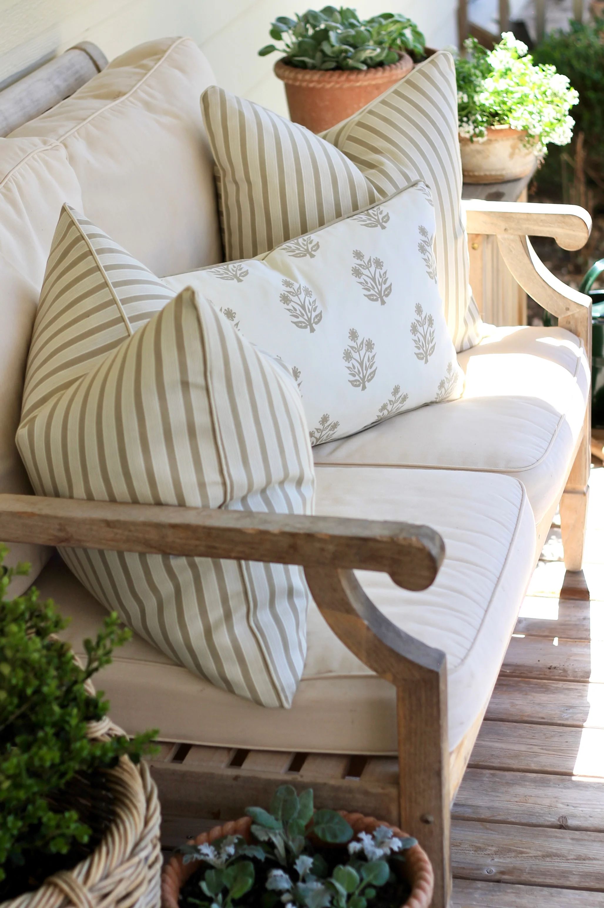 Outdoor JSH Stripe Pillow Covers in Wheat | 3 Sizes | JSH Home Essentials