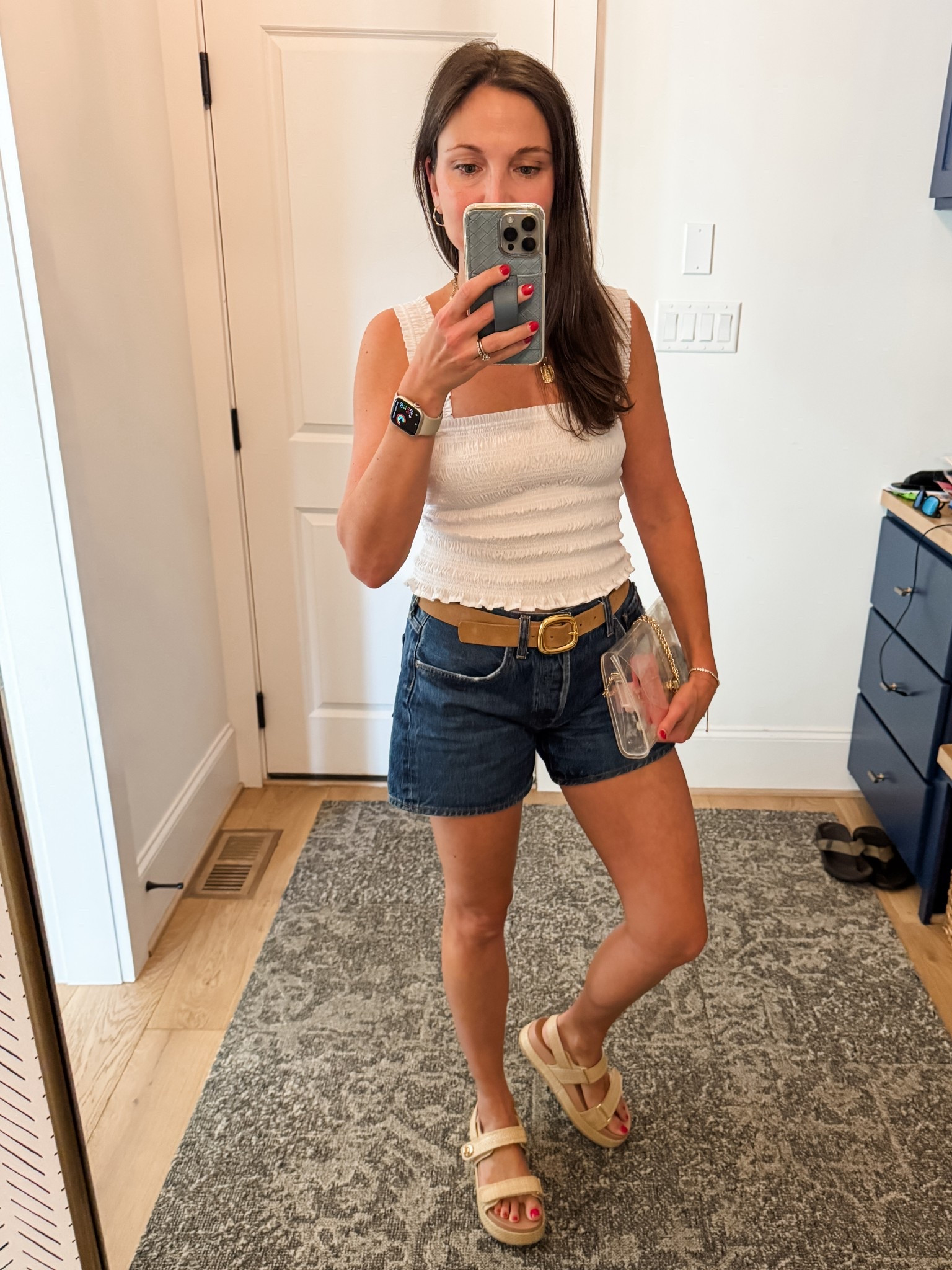 Summer concert outfit. 👏🏻 The Madewell smocked tank is so cute, wearing a size S. Shorts are Agolde Parker long, wearing a size 28.

#LTKFindsUnder100 #LTKSeasonal
