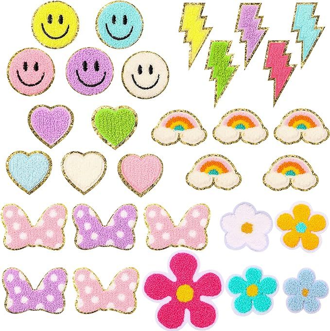 Amazon.com: X1zuue 30Pcs Chenille Applique Patches Colorful Kids Iron on Patches Chenille Rainbow... | Amazon (US)