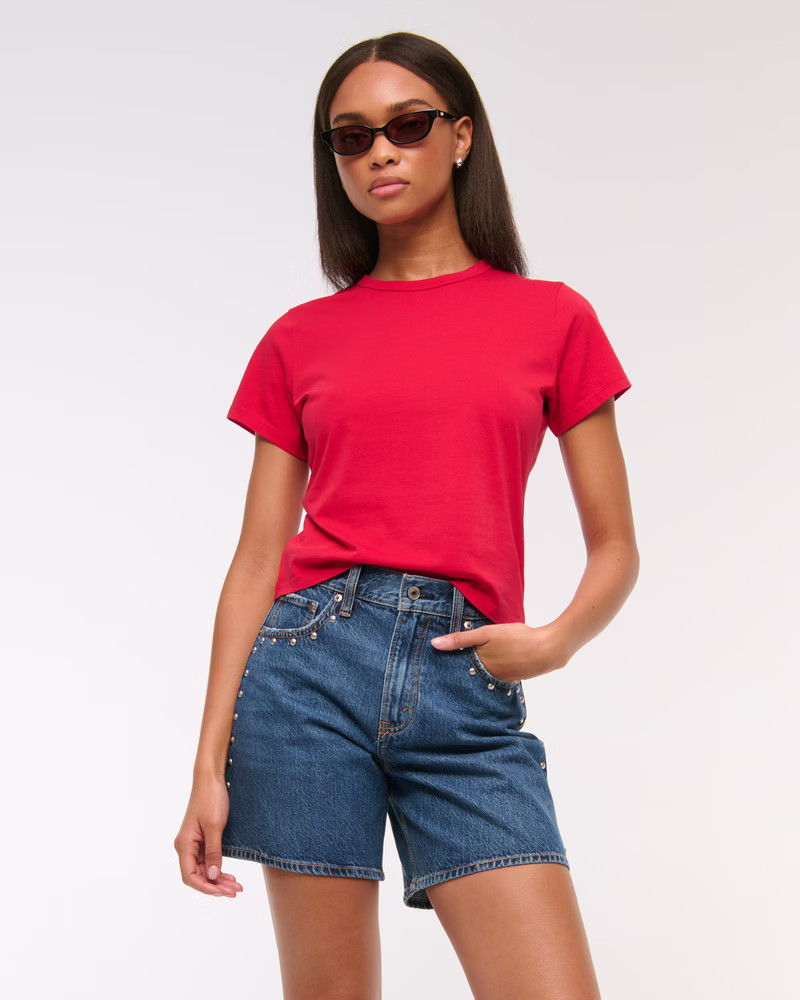 Women's Essential Polished Body-Skimming Tee | Women's Tops | Abercrombie.com | Abercrombie & Fitch (US)