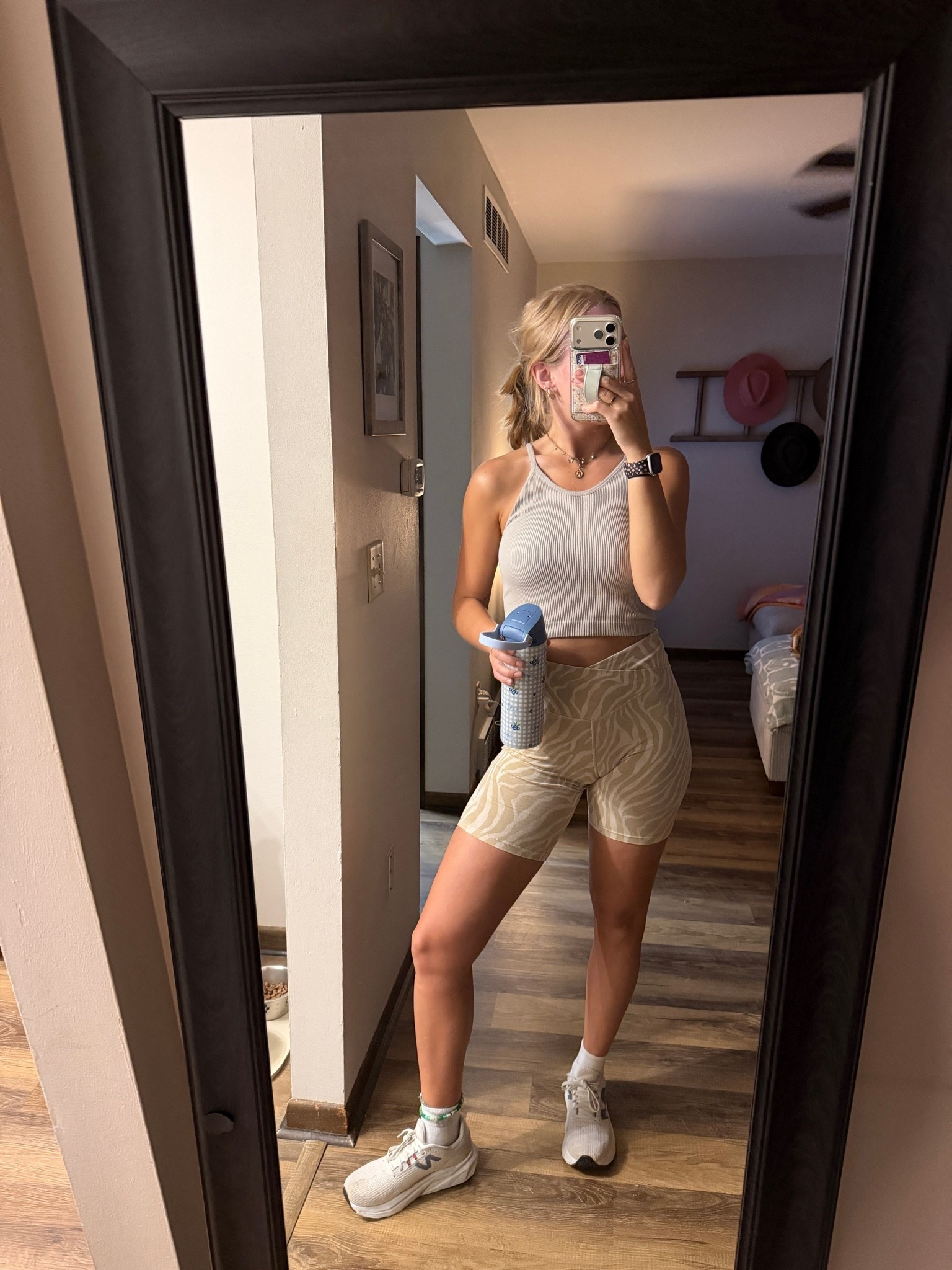 Tonight’s light cardio & lower body workout fit – 05.26.26 🏃🏼‍♀️💨🦵🏼

Small in Old Navy biker shorts
M/L  in Amazon tank top (comes in 3 pack!!!!)
9 in New Balance tennis shoes from @DSW 
socks are also from @DSW 🧦
new water bottle is from Walmart (& under $15!!!)

#workoutfit #bikershortsoutfit #freepeopledupe #legdayoutfit #Amazontanktop #OldNavybikershorts #OldNavystyle #NewBalanceshoes
#OldNavyactivewear #OldNavyfinds #OldNavyfashion #funbikershorts #Amazonfinds #Amazontops #Amazonfashion

#LTKootd #LTKfitnessgoals #LTKActive